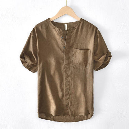 Men's Short-sleeved Linen Shirt