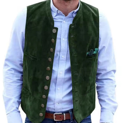 Men's European And American Retro Velvet Multi-button Casual Vest Coat