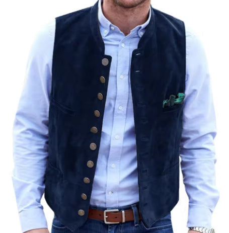 Men's European And American Retro Velvet Multi-button Casual Vest Coat