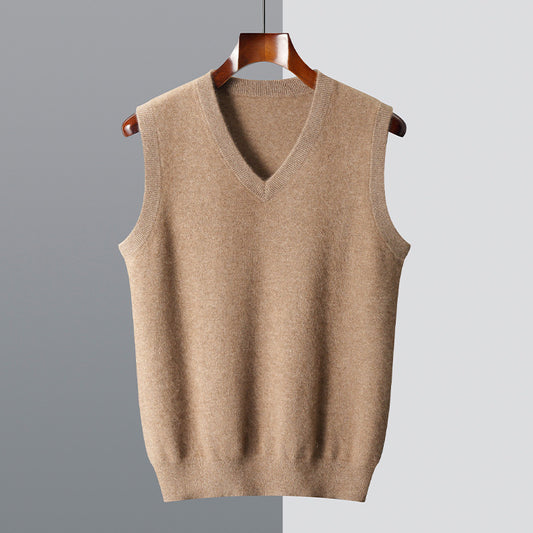 Casual Middle-aged V-neck Vest Sleeveless Sweater