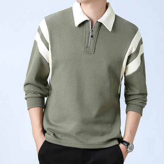 Fashion Personality Color Insertion Lapel Sweater Men