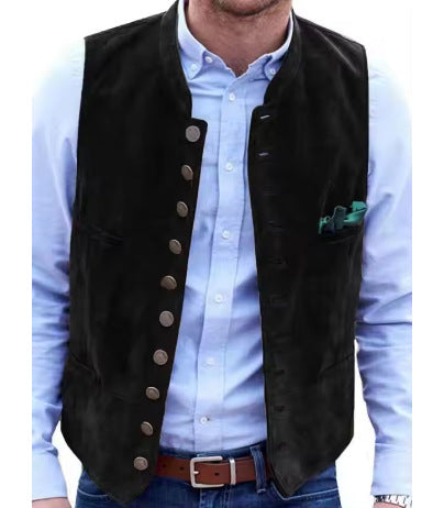 Men's European And American Retro Velvet Multi-button Casual Vest Coat