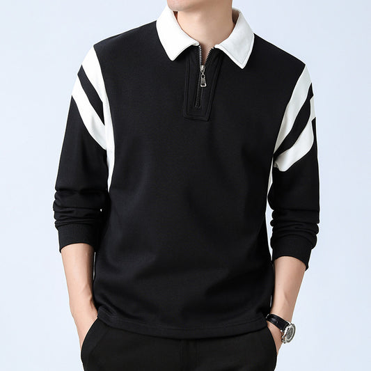 Fashion Personality Color Insertion Lapel Sweater Men