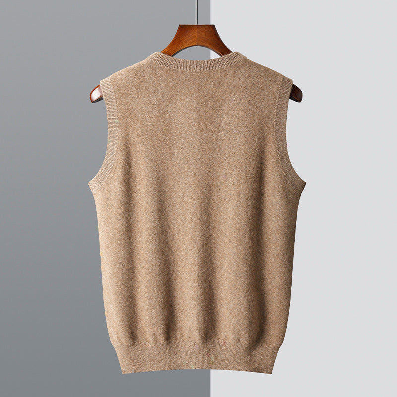 Casual Middle-aged V-neck Vest Sleeveless Sweater