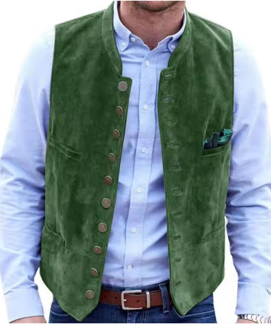 Men's European And American Retro Velvet Multi-button Casual Vest Coat