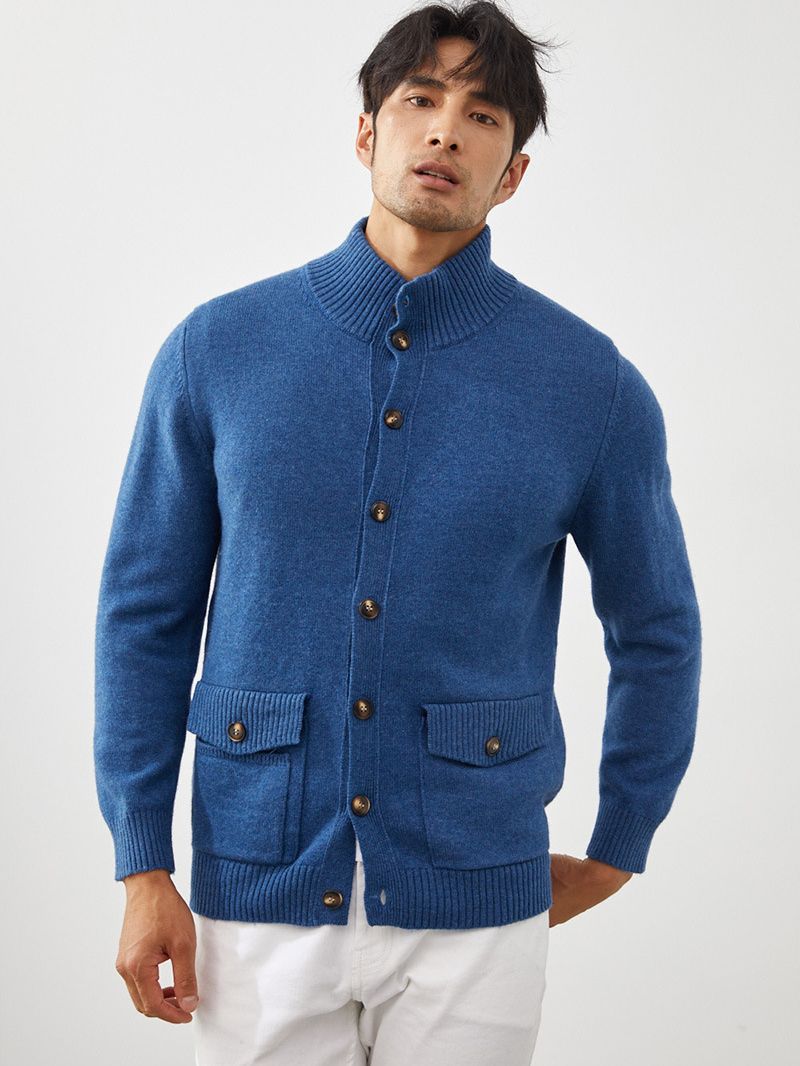 Casual Long Sleeve Cashmere Knitted Cardigan Men's Sweater