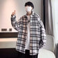 Fashion Personality Plaid Long-sleeved Shirt Men