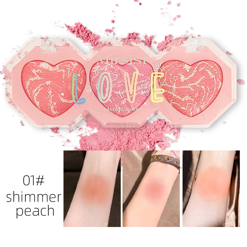 Three-color Pork Belly Highlight Blush Heart-shaped Baking