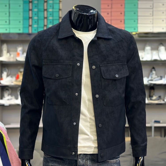 New Casual Collar Trendy Cool Suede Jacket Single-breasted Men's Jacket