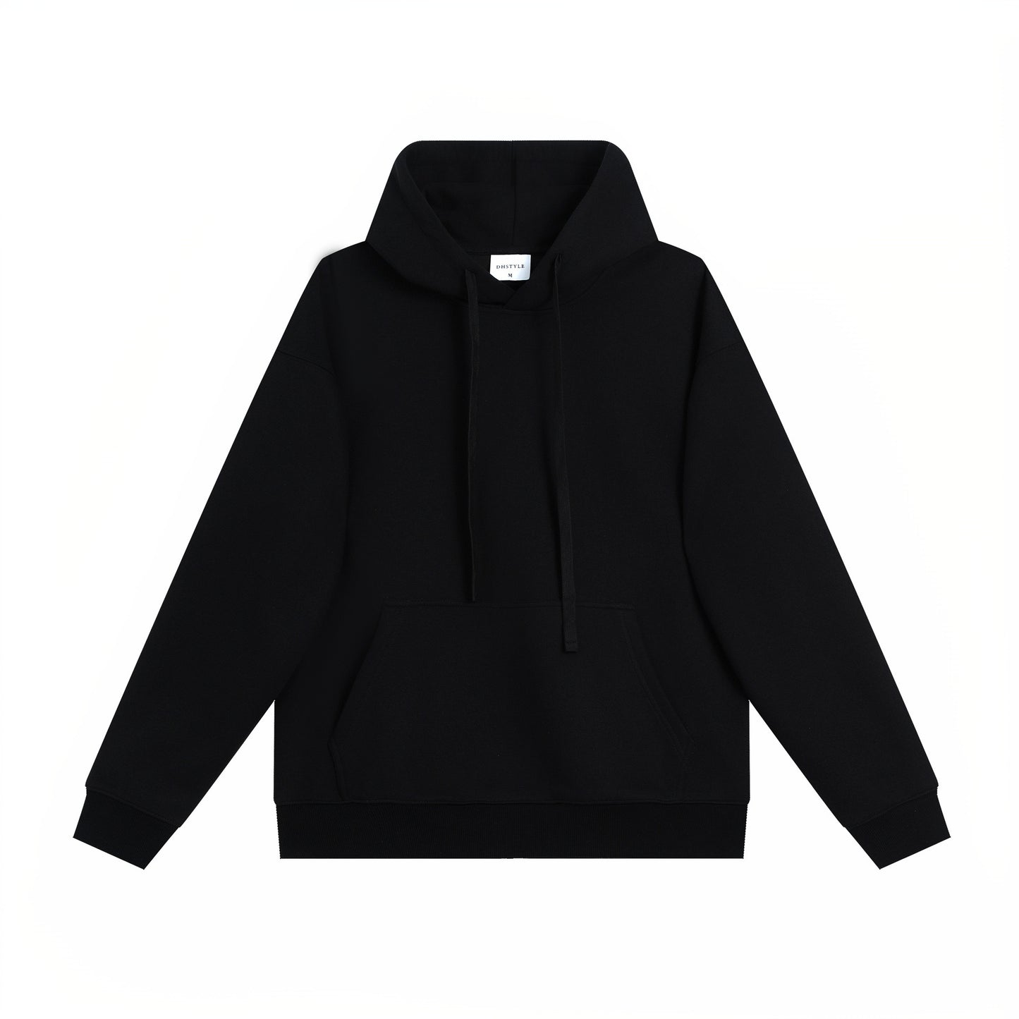 Simple Cotton Composite Drop-shoulder Hooded Sweater