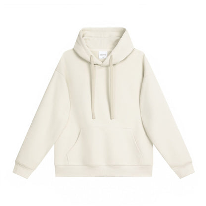 Simple Cotton Composite Drop-shoulder Hooded Sweater