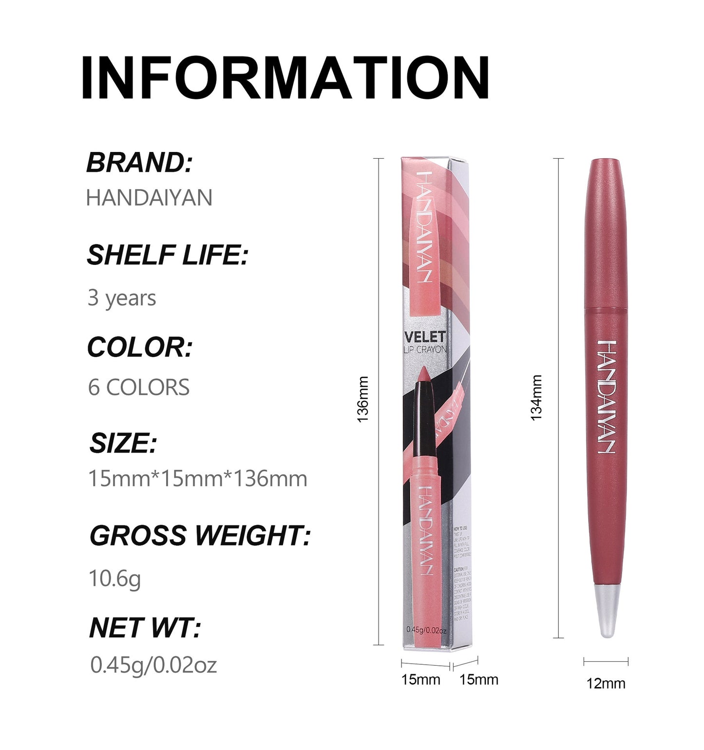 Makeup Matte Lip Liner 6 Colors Discoloration Resistant