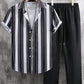 Casual Fashion Striped Short Sleeve Shirt Trousers Suit