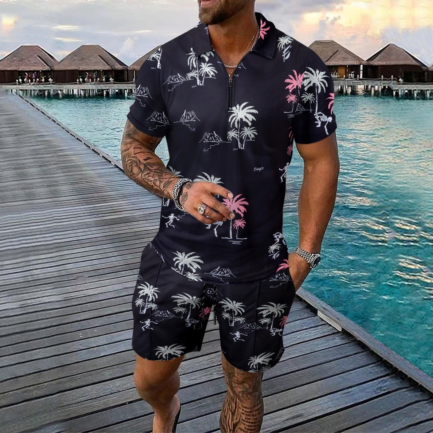 Summer Men's Short-sleeved Shirt Shorts Suit