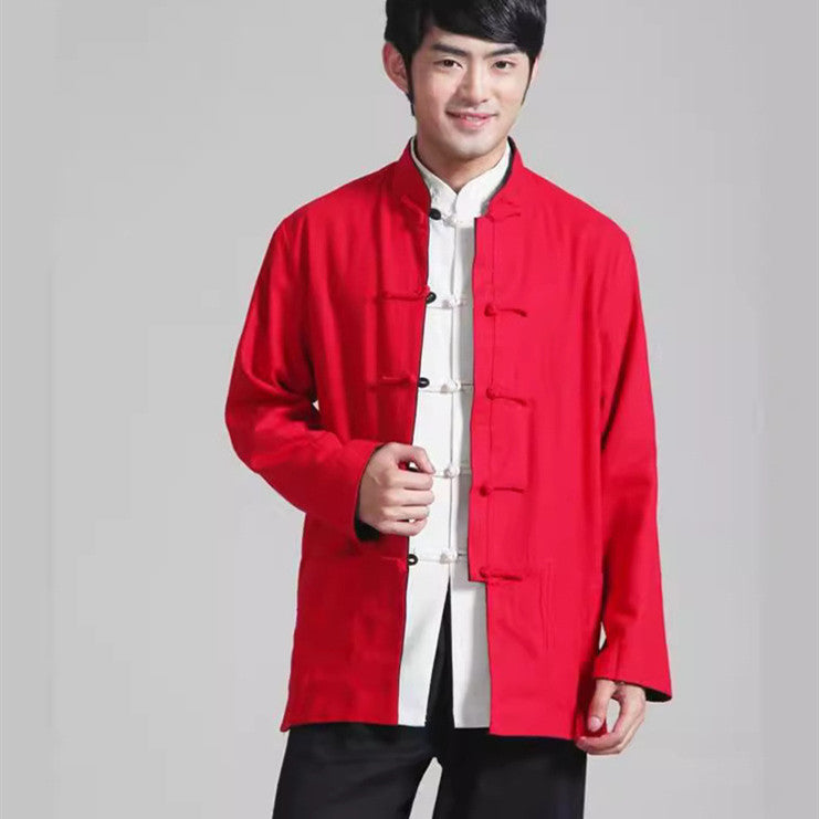 Cotton And Linen Clothing Tang Suit Men's Long-sleeved Double-sided Wear