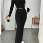 Long Sleeve Turtlenecks Wide Leg High Waist Trousers Suit