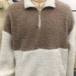 Fall Winter Men Simple Contrast Color Polar Fleece Thermal Sweater