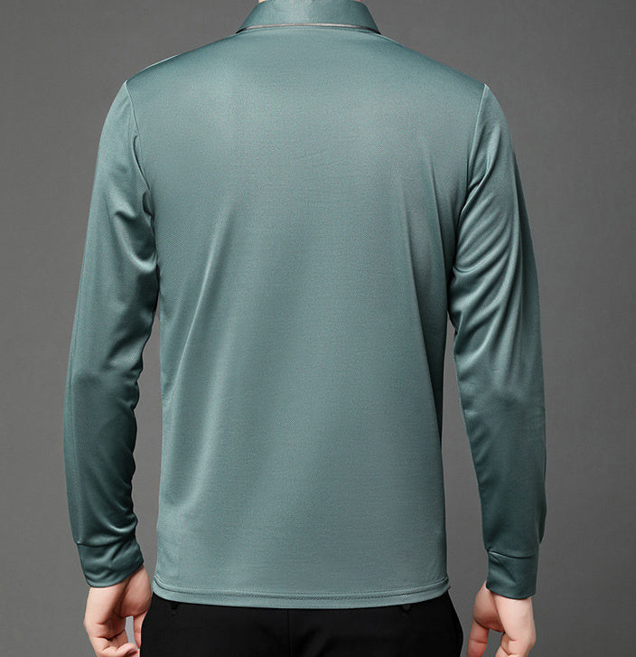 Men's Spring And Autumn Stretch T-shirt Lapel Long Sleeve T-shirt