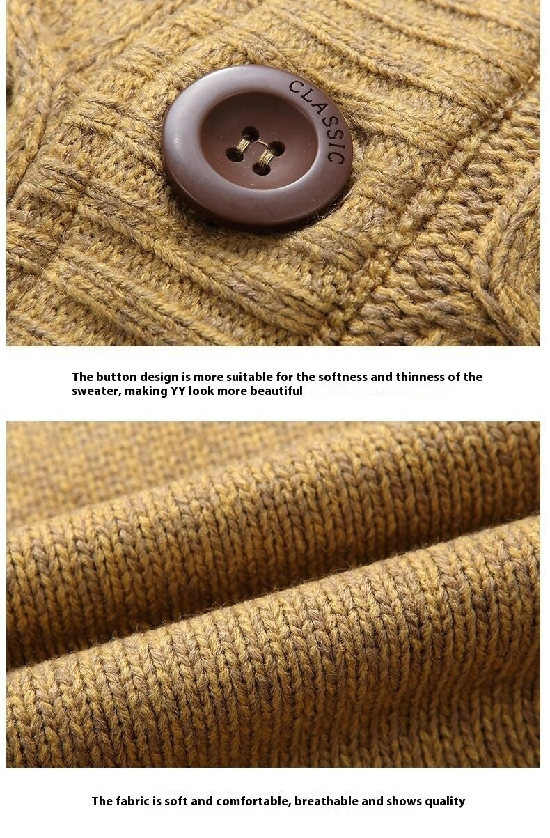 Men's Fleece-lined Thickened Sweater Autumn And Winter