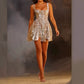 New Fashion Shiny Square Collar A Swing Umbrella Skirt Elegant Backless Dress