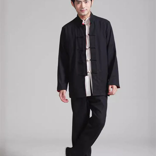 Cotton And Linen Clothing Tang Suit Men's Long-sleeved Double-sided Wear