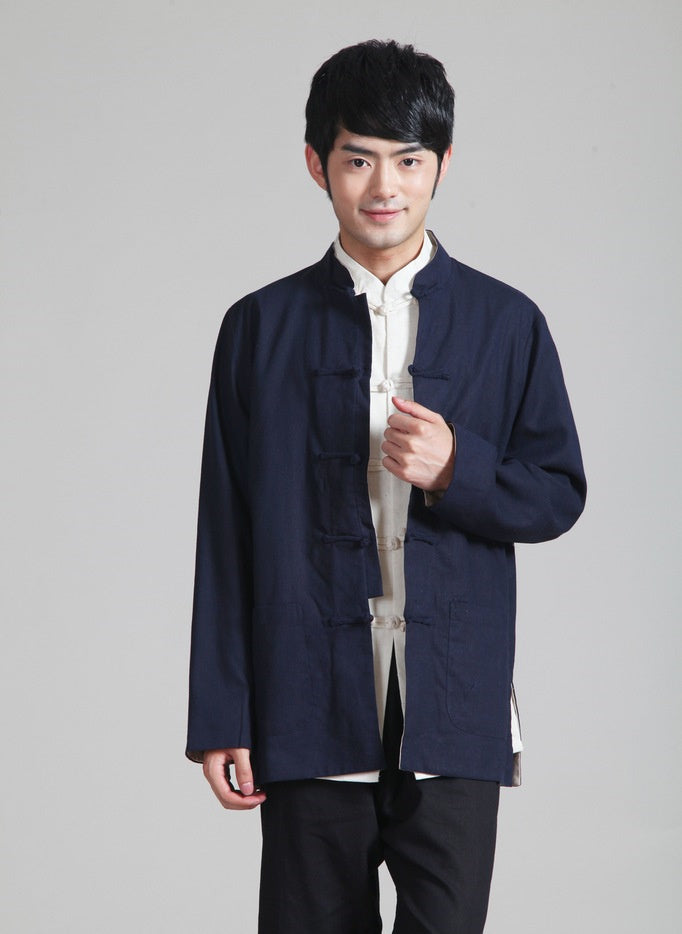 Cotton And Linen Clothing Tang Suit Men's Long-sleeved Double-sided Wear